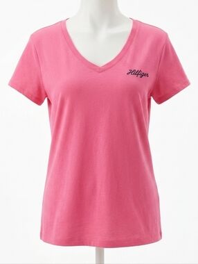 Tommy Hilfiger Pink V-Neck Short Sleeve Tee